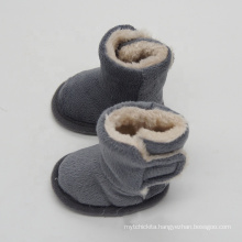 Grey plush non slip sole baby shoes winter newborn booties